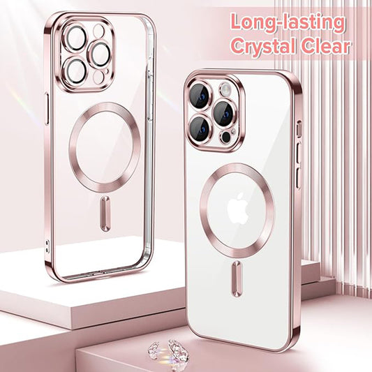 MagSafe tok Apple iPhone 14 Pro Max-hoz, Techsuit, Luxury Crystal, Rózsaszín