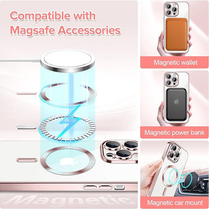 MagSafe Case for Apple iPhone 14 Pro Max, Techsuit, Luxury Crystal, Pink