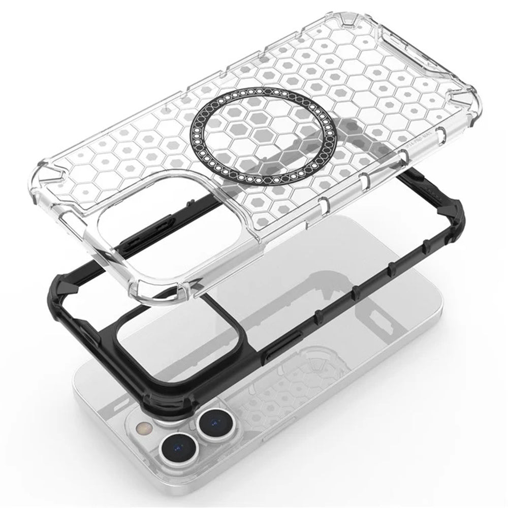 MagSafe tok Apple iPhone 14 Pro-hoz, Techsuit, HoneyComb Shield, Fehér
