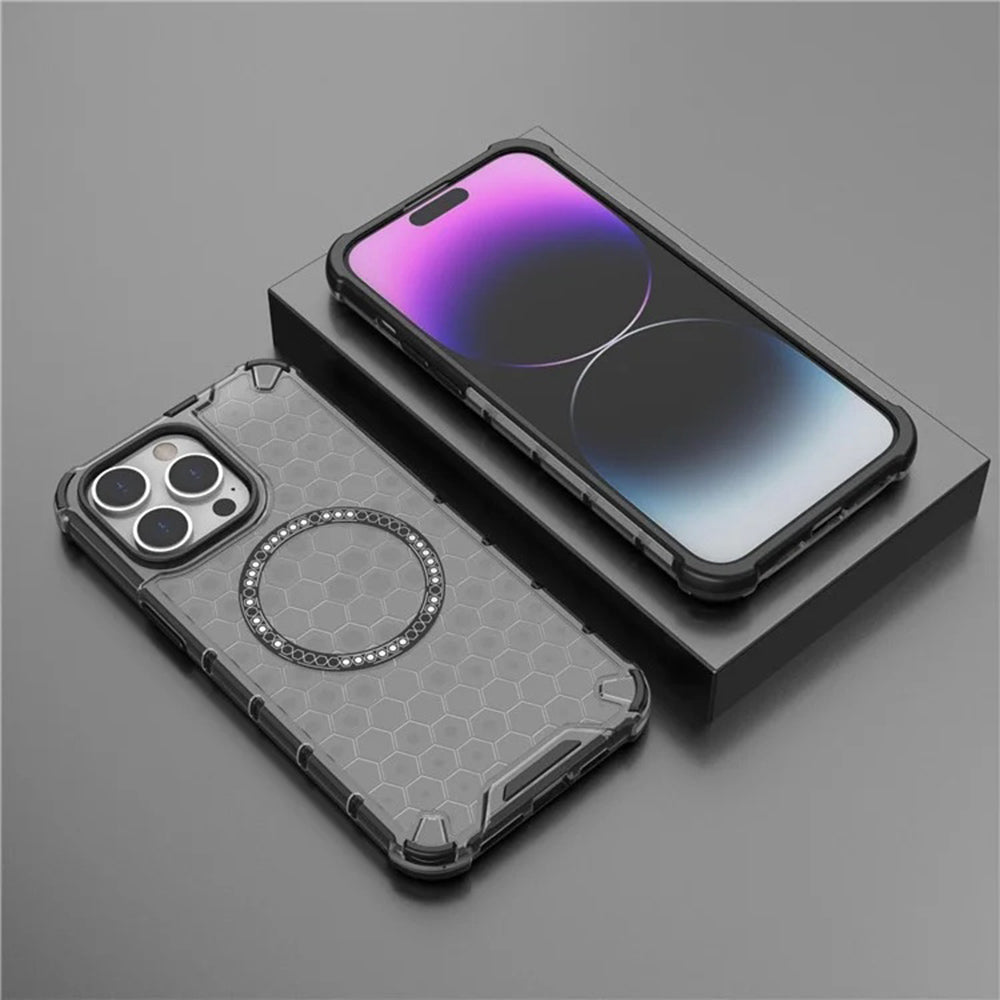 MagSafe tok Apple iPhone 14 Pro-hoz, Techsuit, HoneyComb Shield, Fehér
