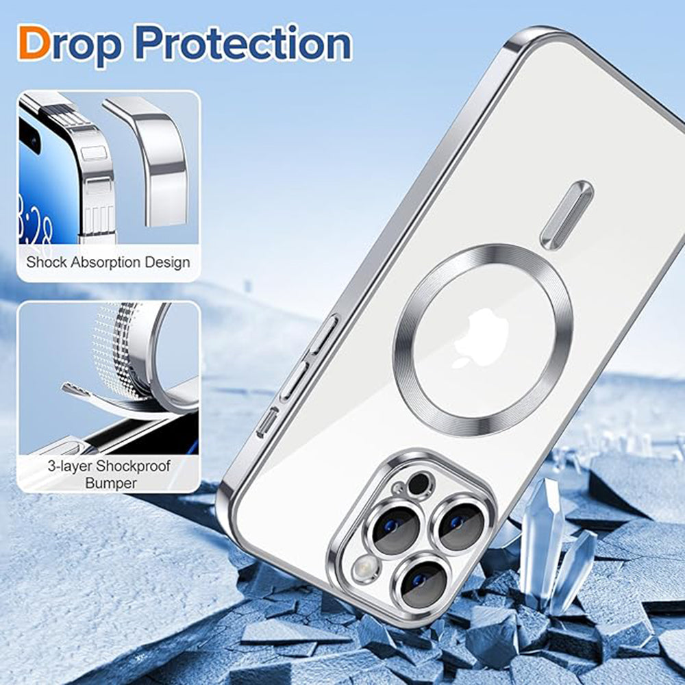 MagSafe tok Apple iPhone 14 Pro-hoz, Techsuit, Luxury Crystal, Ezüst