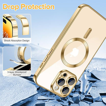 MagSafe Case for Apple iPhone 14 Pro, Techsuit, Luxury Crystal, Gold
