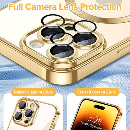 MagSafe Case for Apple iPhone 14 Pro, Techsuit, Luxury Crystal, Gold