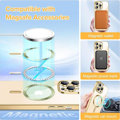 MagSafe Case for Apple iPhone 14 Pro, Techsuit, Luxury Crystal, Gold
