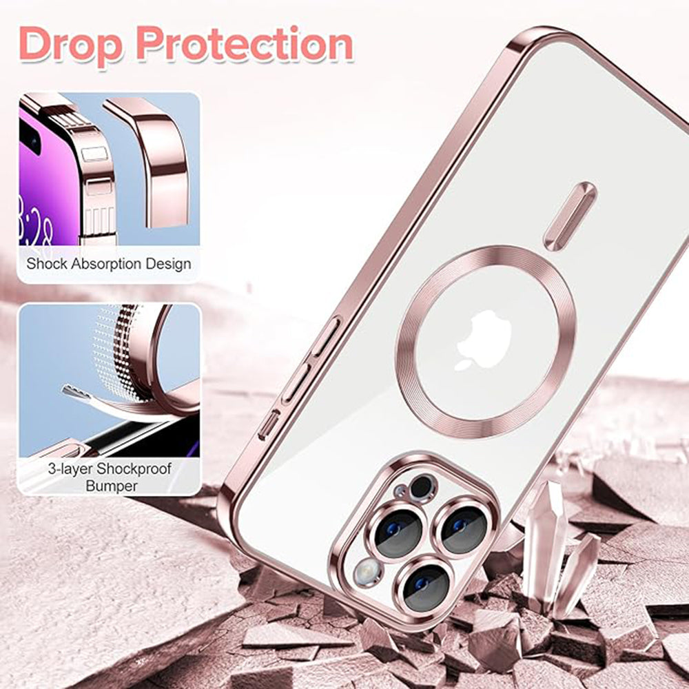 MagSafe Case for Apple iPhone 14 Pro, Techsuit, Luxury Crystal, Pink