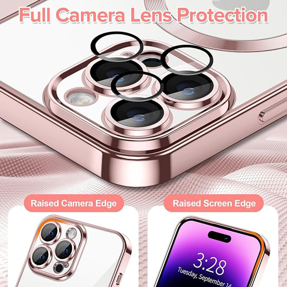 MagSafe Case for Apple iPhone 14 Pro, Techsuit, Luxury Crystal, Pink