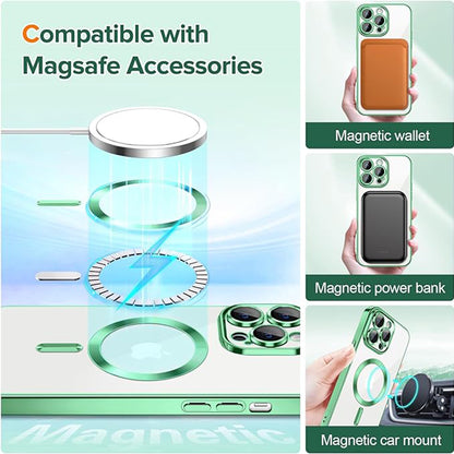MagSafe tok Apple iPhone 14 Pro-hoz, Techsuit, Luxury Crystal, Világos zöld