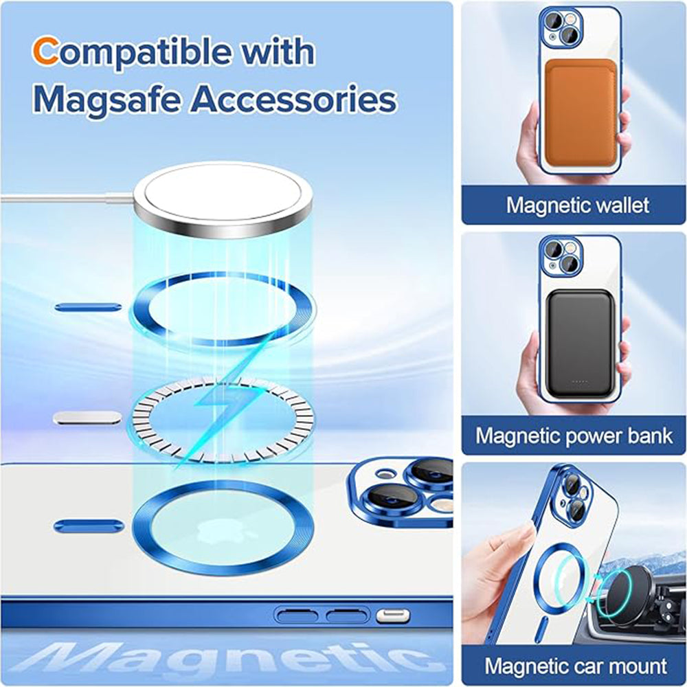 MagSafe tok Apple iPhone 14-hez, Techsuit, Luxury Crystal, Sötétkék