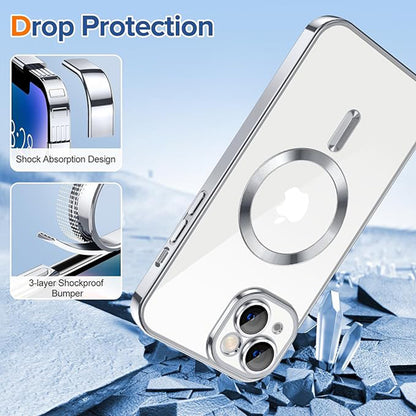 MagSafe tok Apple iPhone 14-hez, Techsuit, Luxury Crystal, Ezüst