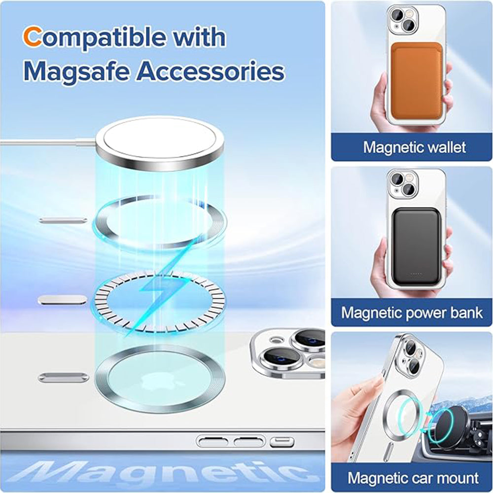 MagSafe tok Apple iPhone 14-hez, Techsuit, Luxury Crystal, Ezüst