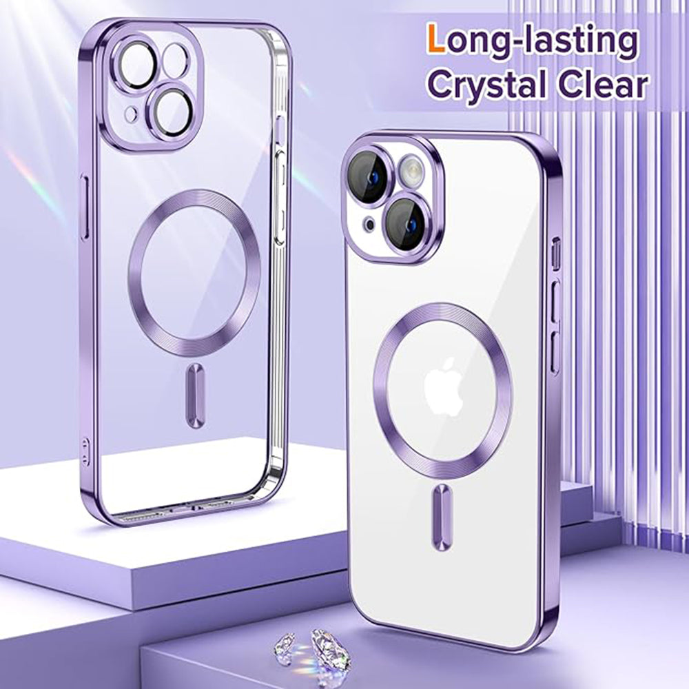 MagSafe Case for Apple iPhone 14, Techsuit, Luxury Crystal, Light Purple