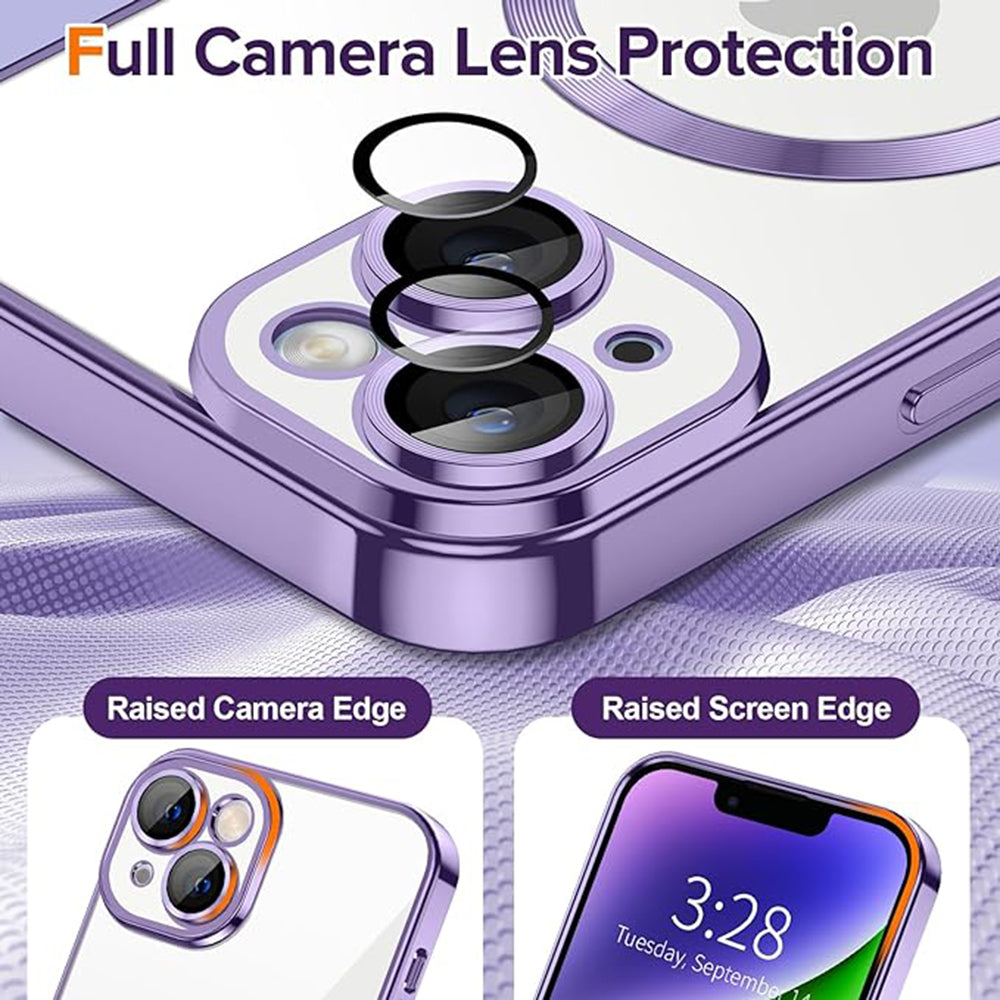 MagSafe Case for Apple iPhone 14, Techsuit, Luxury Crystal, Light Purple