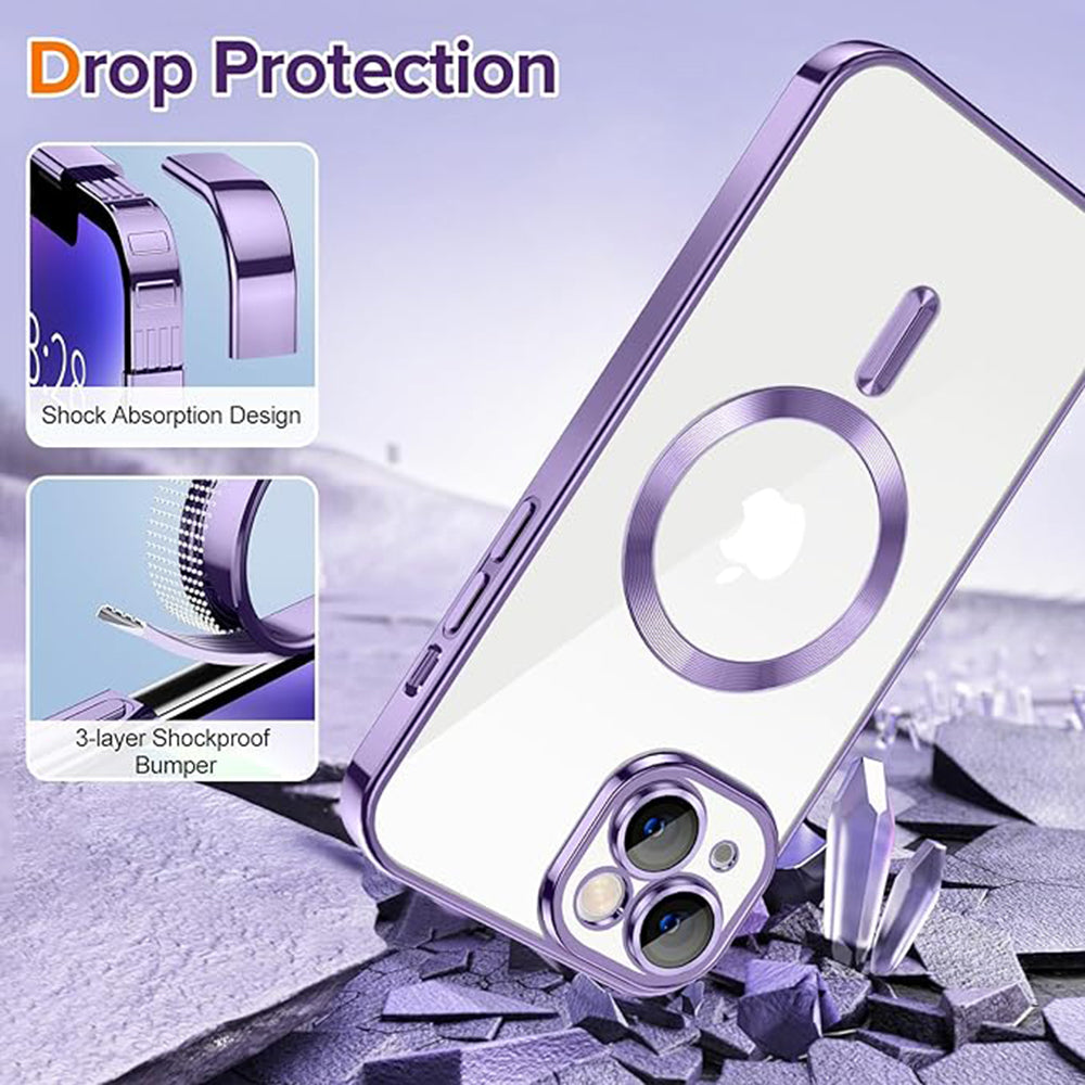 MagSafe Case for Apple iPhone 14, Techsuit, Luxury Crystal, Light Purple