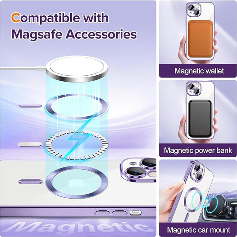 MagSafe Case for Apple iPhone 14, Techsuit, Luxury Crystal, Light Purple