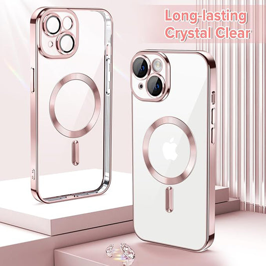 MagSafe tok Apple iPhone 14-hez, Techsuit, Luxury Crystal, Rózsaszín
