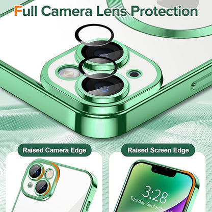 MagSafe Case for Apple iPhone 14, Techsuit, Luxury Crystal, Light Green