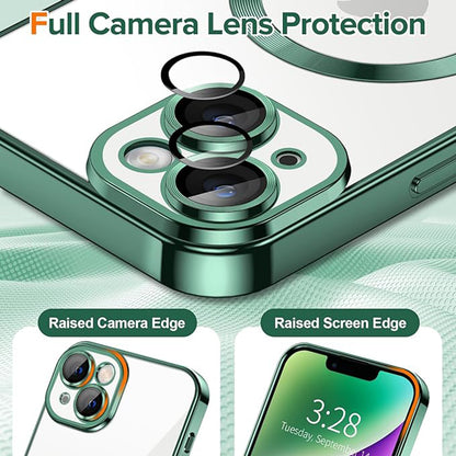 MagSafe Case for Apple iPhone 14, Techsuit, Luxury Crystal, Dark Green