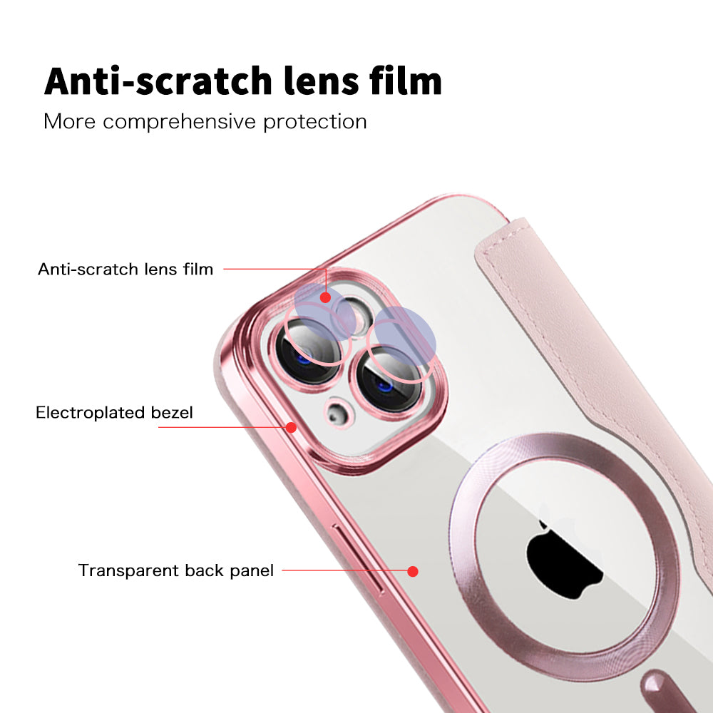 MagSafe tok Apple iPhone 14-hez, Techsuit, SmartMag Book, Rózsaszín