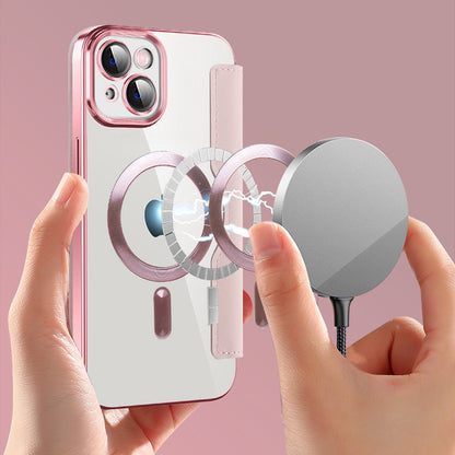 MagSafe tok Apple iPhone 14-hez, Techsuit, SmartMag Book, Rózsaszín