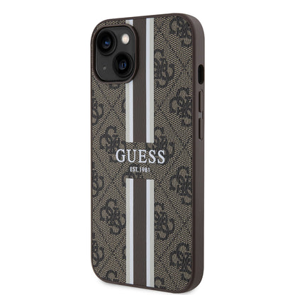 MagSafe tok Apple iPhone 15-höz, Guess, 4G Printed Stripes, Barna