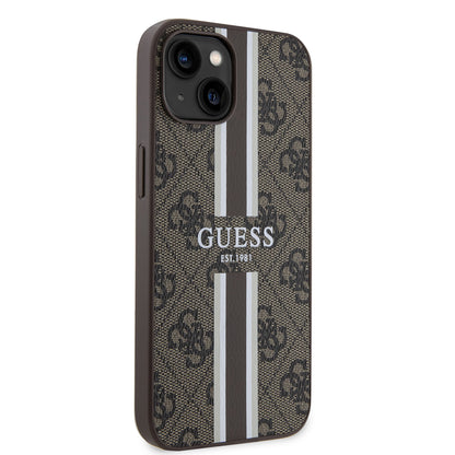 MagSafe tok Apple iPhone 15-höz, Guess, 4G Printed Stripes, Barna