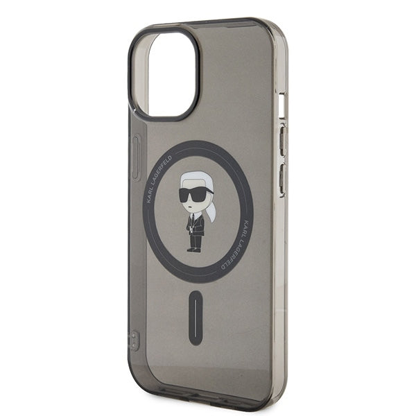 MagSafe tok Apple iPhone 15-höz, Karl Lagerfeld, IML Ikonik Karl, Fekete