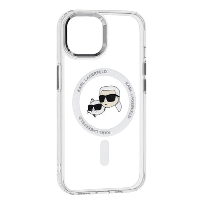 MagSafe tok Apple iPhone 15-höz, Karl Lagerfeld, IML Metal Karl & Choupette's Heads, Fehér