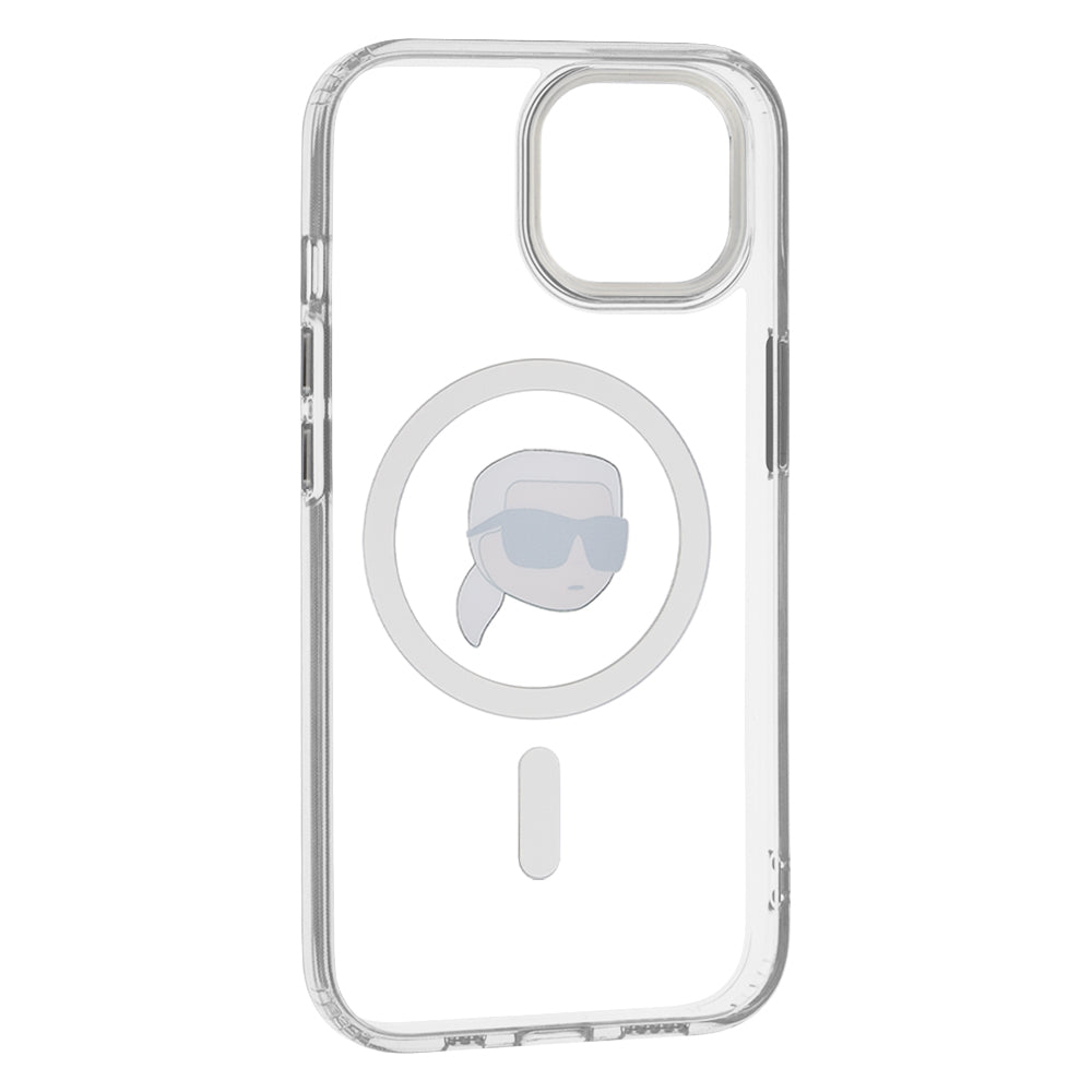 MagSafe tok Apple iPhone 15-höz, Karl Lagerfeld, IML Metal Karl's Head, Fehér