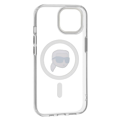 MagSafe tok Apple iPhone 15-höz, Karl Lagerfeld, IML Metal Karl's Head, Fehér