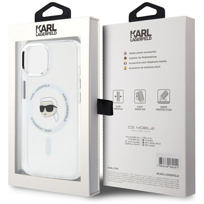 MagSafe tok Apple iPhone 15-höz, Karl Lagerfeld, IML Metal Karl's Head, Fehér