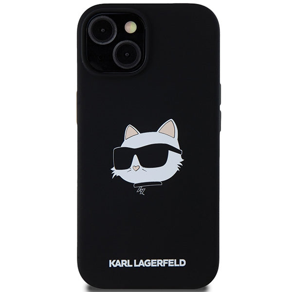 MagSafe Case for Apple iPhone 15 Plus, Karl Lagerfeld, Silicone Choupette's Head, Black