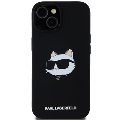 MagSafe Case for Apple iPhone 15 Plus, Karl Lagerfeld, Silicone Choupette's Head, Black