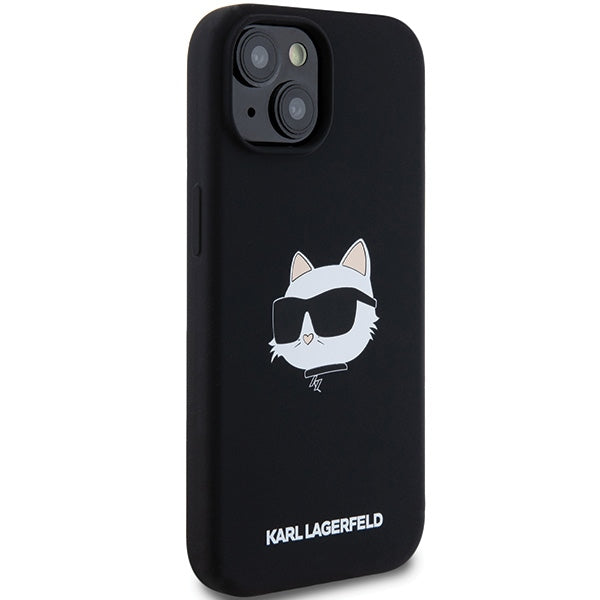MagSafe Case for Apple iPhone 15 Plus, Karl Lagerfeld, Silicone Choupette's Head, Black