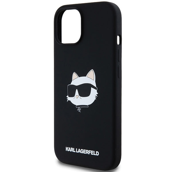MagSafe Case for Apple iPhone 15 Plus, Karl Lagerfeld, Silicone Choupette's Head, Black