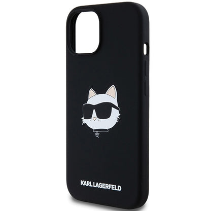 MagSafe Case for Apple iPhone 15 Plus, Karl Lagerfeld, Silicone Choupette's Head, Black