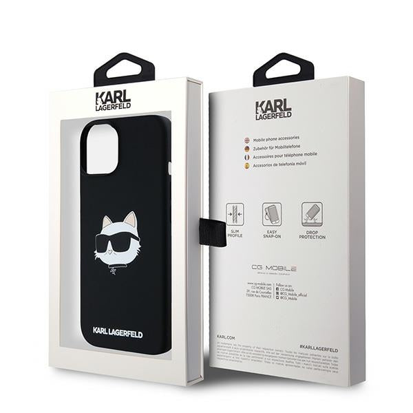 MagSafe Case for Apple iPhone 15 Plus, Karl Lagerfeld, Silicone Choupette's Head, Black