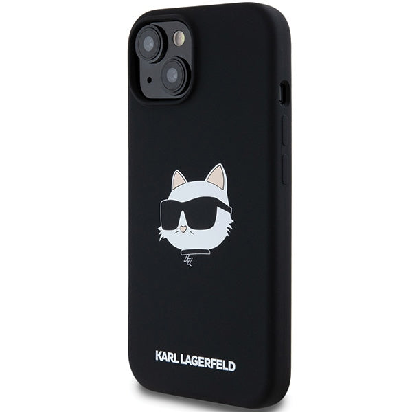 MagSafe Case for Apple iPhone 15 Plus, Karl Lagerfeld, Silicone Choupette's Head, Black