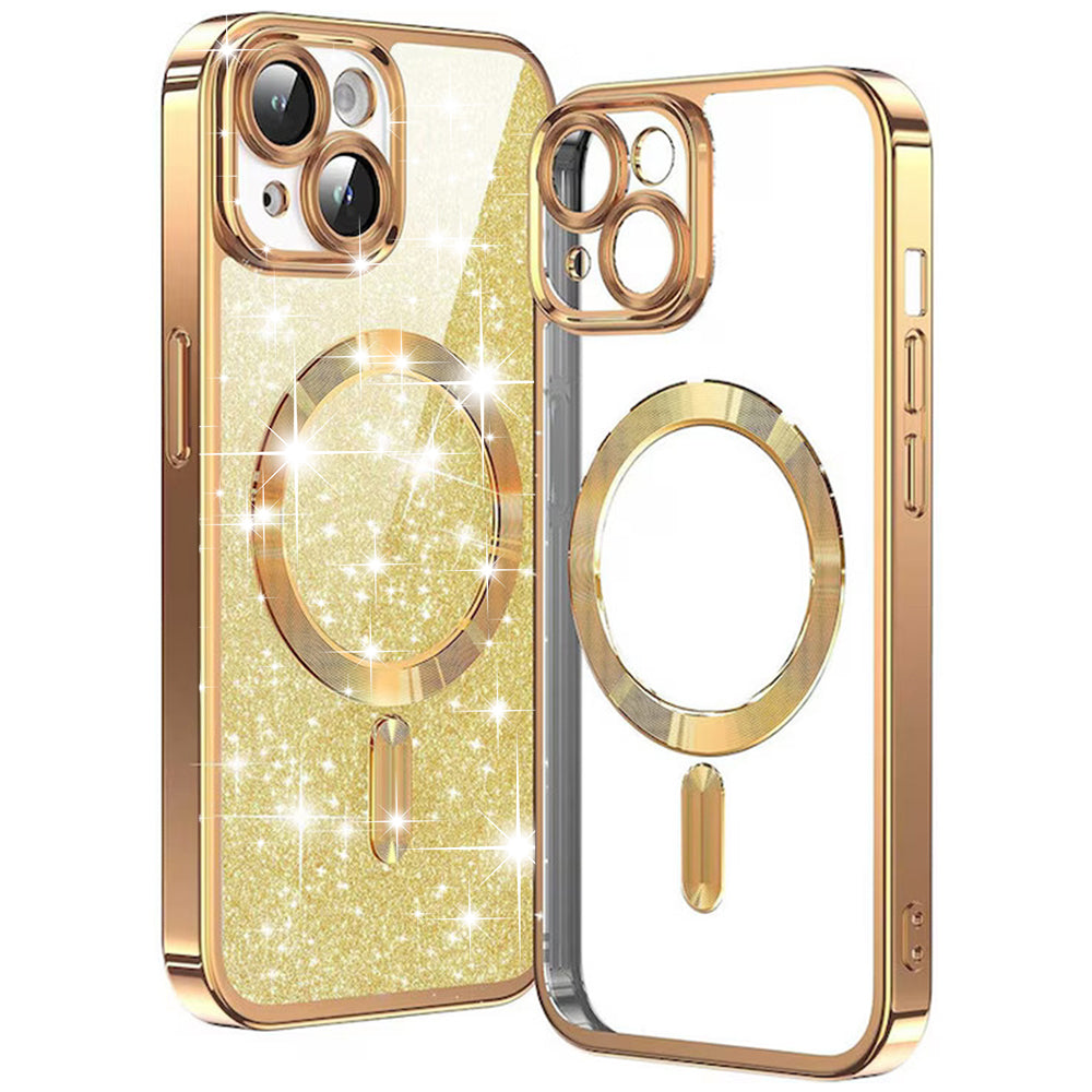 MagSafe tok Apple iPhone 15 Plus-hoz, Techsuit, Luxury Glitter, Arany