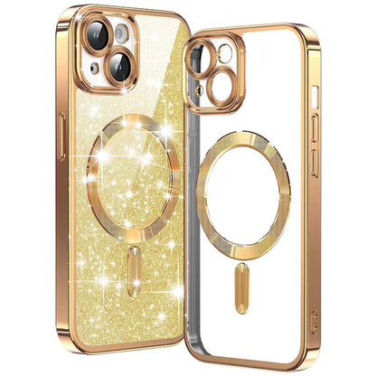 MagSafe tok Apple iPhone 15 Plus-hoz, Techsuit, Luxury Glitter, Arany