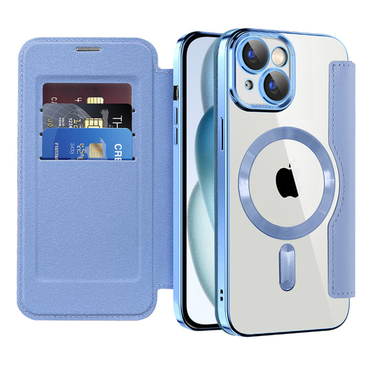 MagSafe tok Apple iPhone 15 Plus-hoz, Techsuit, SmartMag Book, Kék