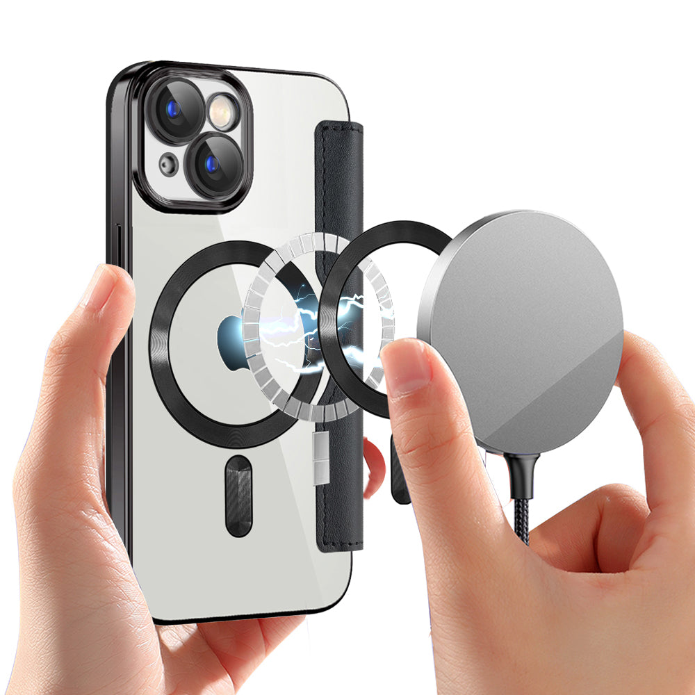MagSafe tok Apple iPhone 15 Plus-hoz, Techsuit, SmartMag Book, Fekete