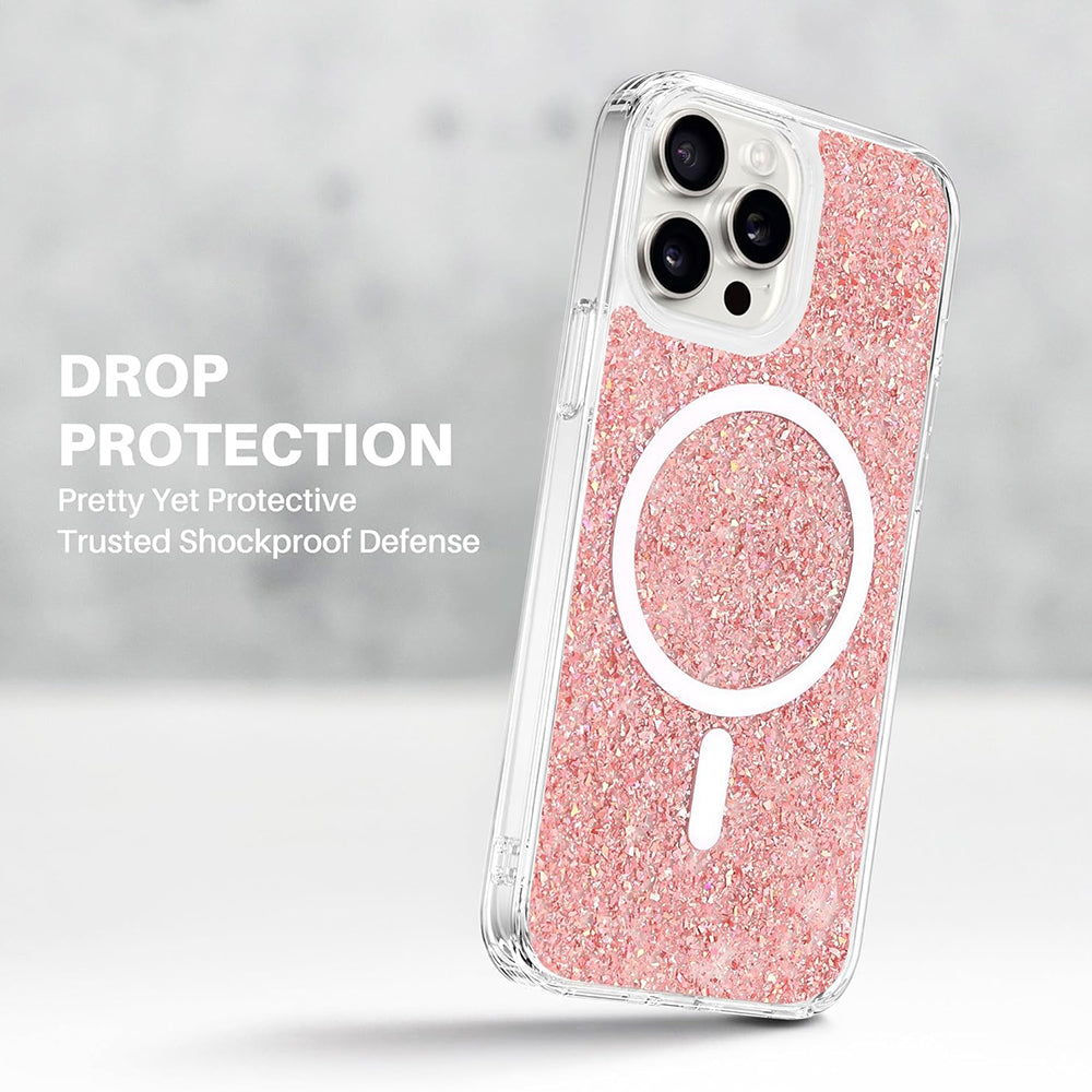 MagSafe tok Apple iPhone 15 Plus-hoz, Techsuit, Csillogó Csillám, Magenta