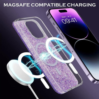 MagSafe tok Apple iPhone 15 Plus-hoz, Techsuit, Csillogó Csillám, Magenta