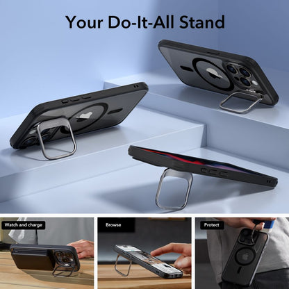 MagSafe Case for Apple iPhone 15 Pro, ESR, Classic Hybrid Kickstand, Transparent Black