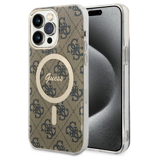 MagSafe tok Apple iPhone 15 Pro-hoz, Guess, 4G IML, Barna GUHMP15LH4STW
