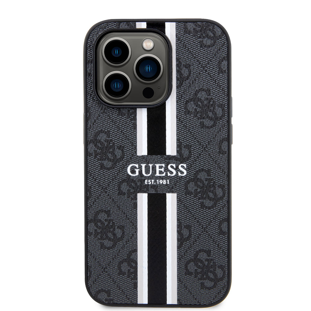 MagSafe tok Apple iPhone 15 Pro-hoz, Guess, 4G Printed Stripes, Fekete