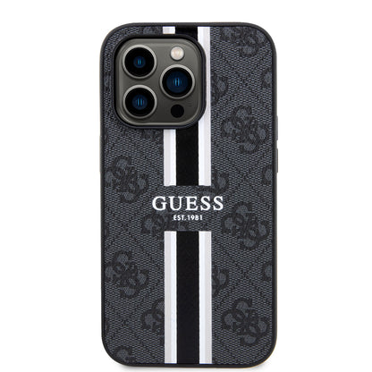 MagSafe tok Apple iPhone 15 Pro-hoz, Guess, 4G Printed Stripes, Fekete