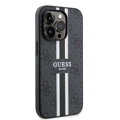 MagSafe tok Apple iPhone 15 Pro-hoz, Guess, 4G Printed Stripes, Fekete