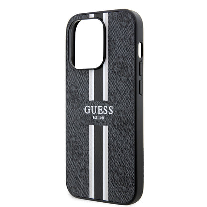 MagSafe tok Apple iPhone 15 Pro-hoz, Guess, 4G Printed Stripes, Fekete