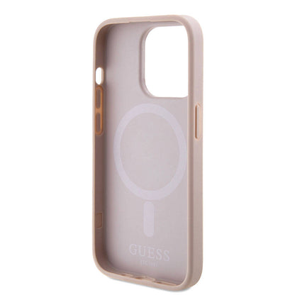 MagSafe tok Apple iPhone 15 Pro-hoz, Guess, Saffiano, Rózsaszín